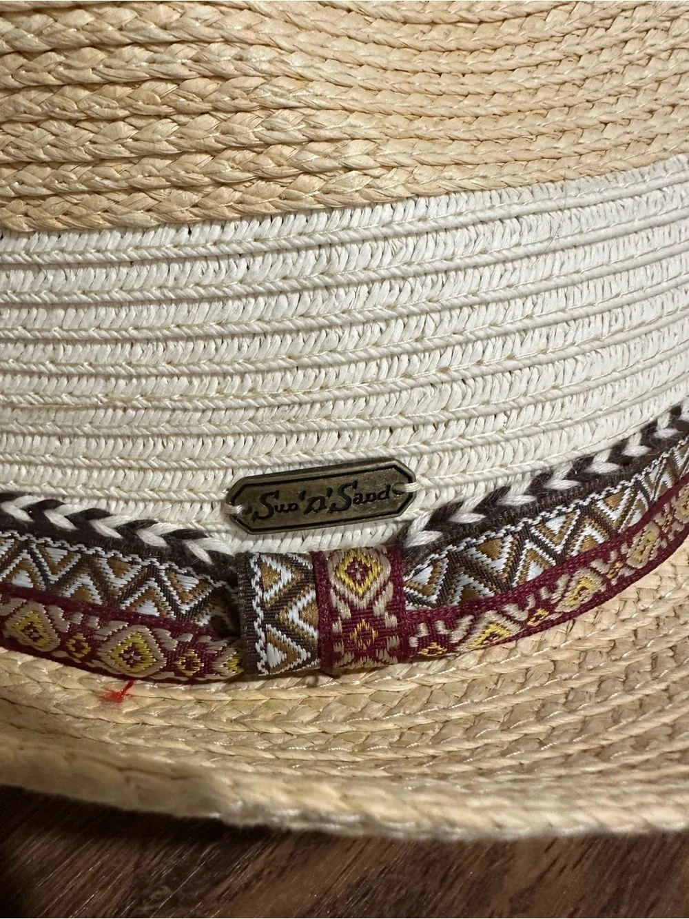 Sun ’N’ Sand Straw Fedora Hat – UPF 50+ – Southwestern Woven Band